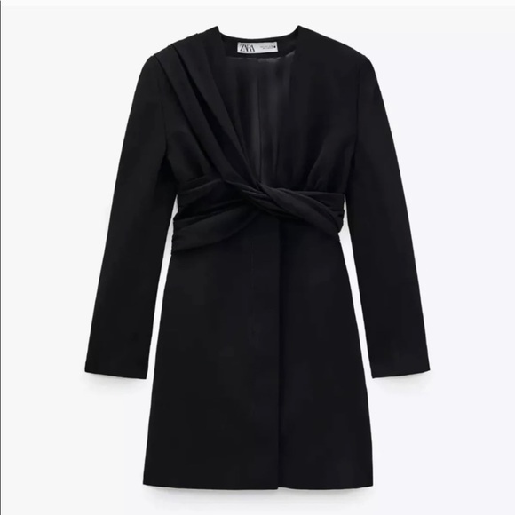 Zara black draped dress - Picture 6 of 15